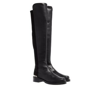 Stuart Weitzman 5050 Bold Logo Over-the-Knee Boots – Black – Brand New